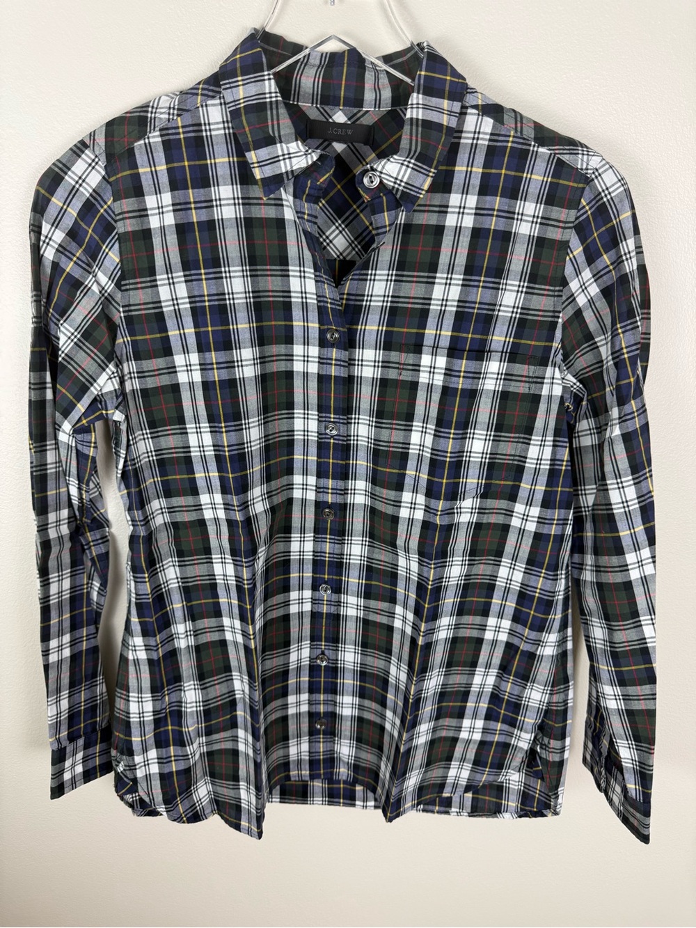 J. CREW Shrunken Boy Shirt in Forest Plaid